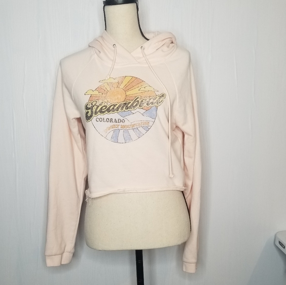 Techstyles Graphic Cropped Crewneck Sweatshirt Hoodie Size Medium - Picture 4 of 13